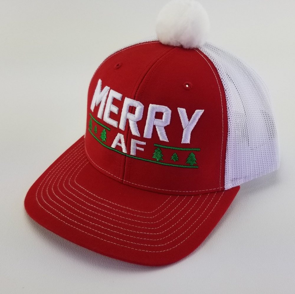 Merry AF Trucker hat, Christmas funny hat,MAD Gear
